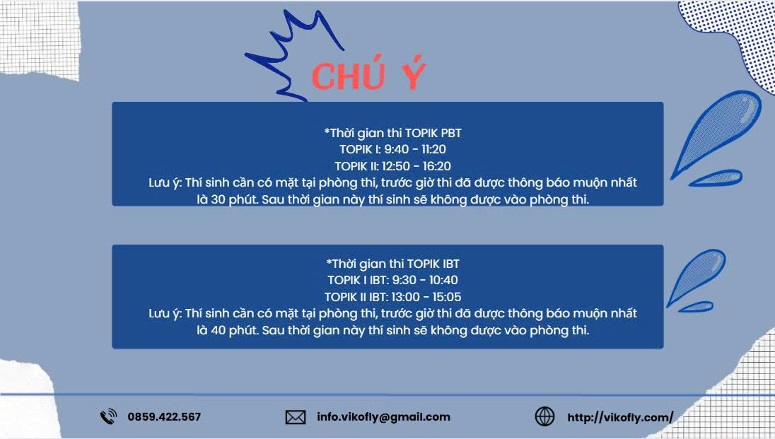 Lịch thi TOPIK 2026 Lịch thi TOPIK 2026